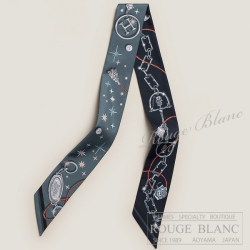 エルメス　ツイリースカーフ　"セ・ラ・フェット"　アルドワーズクレール×ローズパール×ブルーマリン　【新品】HERMES Twilly Scarf  "C'est la Fete" Ardoise clair×Rose pale×Bleu marine【NEW】