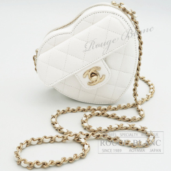 シャネル　ハートチェーンクラッチバッグ　マトラッセ　ホワイト　白　ラムスキン　ゴールド金具　【新品】　CHANEL Heart Clutch Chain Bag White 【NEW】