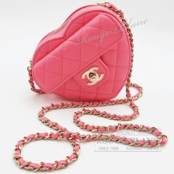 シャネル　ハートチェーンクラッチバッグ　マトラッセ　ピンク　ラムスキン　ゴールド金具　【新品】　CHANEL Heart Clutch Chain  Bag Pink 【NEW】