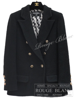 CHANEL 21C ラインストーンココマークボタン ワッフルダブルジャケット Chanel 21C black & white waffle knit jacket size 38 – Wararni.com