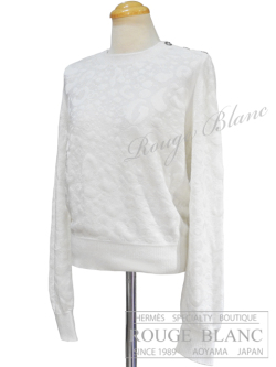 シャネル　23A　長袖ニット　セーター　ホワイト　白　#36　P75406　【新品同様】  CHANEL Long sweater  knit top White 【USED】