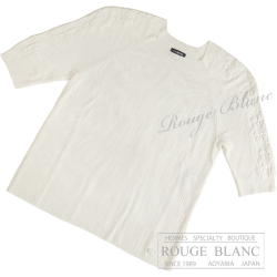 シャネル　21B　半袖ニット　プルオーバー　トップス　セーター　エクリュ　#36　タグ付　P71479　【未使用品】 CHANEL Knit Tops Ecru 【UNUSED】
