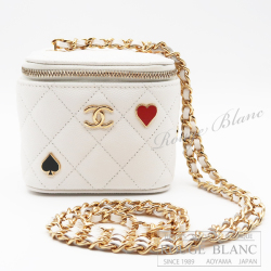 シャネル　スモールバニティ　チェーンバッグ　トランプ柄　マトラッセ　ホワイト　白　キャビアスキン【新品】CHANEL Mini vanity Chain Bag White 【NEW】
