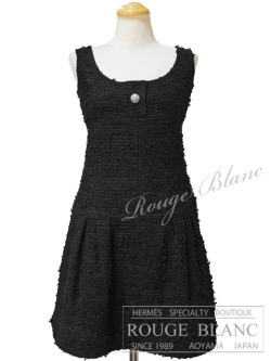 シャネル ノースリーブワンピース ブラック 黒 #36 17P タグ付 【未  