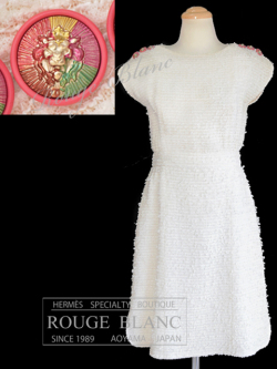 シャネル ツイードワンピース ホワイト #36 17P 【中古】 CHANEL Tweed  