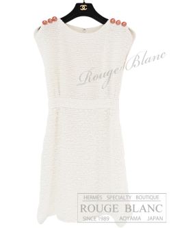 シャネル　ツイードワンピース　ホワイト　#36　17P　P56049　キューバライン　ライオンボタン【中古】 CHANEL Tweed One piece Dress White 【USED】