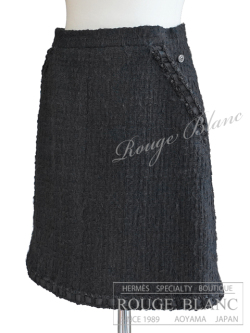 シャネル　ツイードスカート　ブラック　#34　【中古】 CHANEL Tweed skirt Black 【USED】