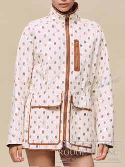 エルメス　2026 S/S　ショートコート リバーシブル プリント　”シェーヌ・ダンクル”　マロンフォーヴ　#34　タグ付　【新品】 HERMES Reversible short coat "Chaine d'Ancre" Marron fauve 【NEW】