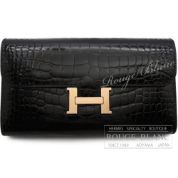 エルメス コンスタンスロングウォレット 黒 ブラック クロコダイル  