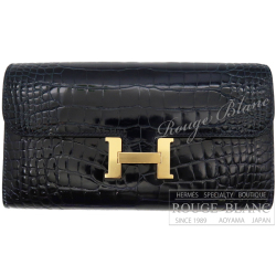 エルメス コンスタンスロングウォレット ブルーバルト クロコダイル  