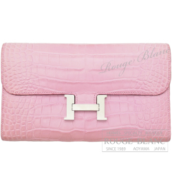 エルメス　コンスタンスロングウォレット　ピンク　クロコダイル　アリゲーターマット　シルバー金具 【中古】　HERMES Constance long  Wallet Pink Alligator Mat Silver Buckle【USED】