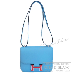 エルメス　ミニコンスタンス　ブルードノール×ルージュ・ドゥ・クール　エプソン　シルバー金具　ショルダーバッグ　【新品】　HERMES Mini constance Blue du nord×Rouge de coeur Epsom Silver Buckle 【NEW】