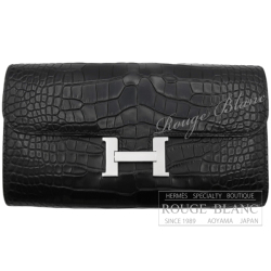 2021年 Z刻印 エルメス HERMES コンスタンスロング アリゲーター 黒 HERMES（エルメス） 長財布 コンスタンス ロング ブラック