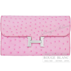 エルメス　コンスタンスロング　トゥーゴー　ローズバブルガム　オーストリッチ　シルバー金具　【新品同様】 HERMES Constance long To Go Rose bubblegum Ostrich Silver Buckle 【USED】