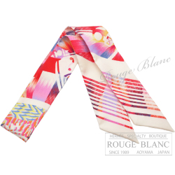 エルメス　ツイリースカーフ　"エクスリブリス　京都マーブル"　ローズ×ブラン×ブルー 【新品】 HERMES Twilly Scarf  "Ex-Libris Marble"  Rose×Blanc×Bleu 【NEW】