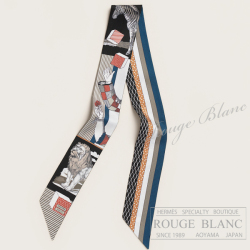 エルメス　ツイリースカーフ　"グラン・テアトル・ヌーヴォー"   ブラック×エトゥープ×テラコッタ　【新品】HERMES Twilly Scarf  "Grand Theatre Nouveau"  Black×Etoupe×Terracotta【NEW】