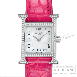 エルメス Hウォッチ ミニ ダイヤモンド フランボワーズ クロコダイル  