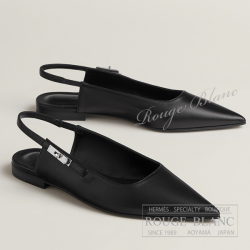 エルメス　バレエシューズ　”ラヴリー” 　黒　ブラック　#38　シルバー金具【新品】　HERMES Ballet  Shoes "Lovely" Black Silver Buckle【NEW】