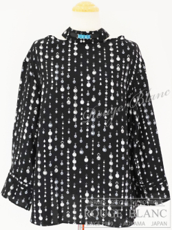 エルメス　シルク　ロングスリーブブラウス　”トレゾール ドゥ メドール”　ブラック　#36　【新品】 HERMES Long sleeve Blouse "Tresor de Medor" Black 【NEW】
