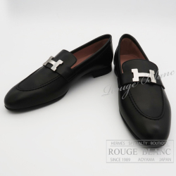 エルメス モカシン ローファー ”パリ” 黒 ブラック シルバー金具 #37  
