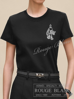 エルメス　2025 A/W　Tシャツ　”カルトゥッシュ”　ブラック　#36　タグ付 【新品】 HERMES Printed straight T-shirt Black 【NEW】