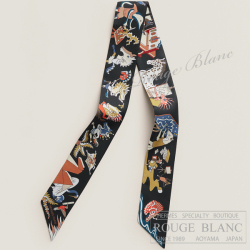 エルメス　2026 A/W　ツイリースカーフ　"アカデミア・イピカ"　ノワール×ブラン×テラコッタ　【新品】 HERMES Twilly Scarf  "Academia Hippica" Noir×Blanc×Terracotta 【NEW】
