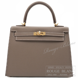 エルメス　ケリー25　エトゥープ　エプソン　ゴールド金具　外縫い 【新品】 HERMES Kelly25 Etoupe Epsom Gold Buckle 【NEW】
