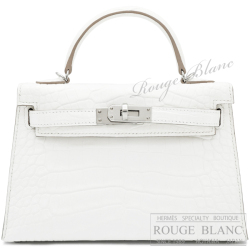 エルメス　ケリーミニ 2/ミニケリー 2　クレーム　クロコダイル　アリゲーター シャンティイ マット　シルバー金具　【新品】 HERMES Mini Kelly 2 Creme Crocodile Alligator Chantilly Mat Silver Buckle 【NEW】