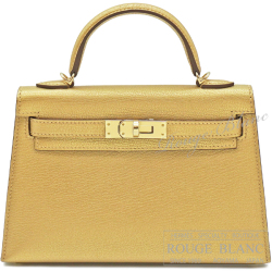 エルメス　ケリーミニ 2/ミニケリー 2　ドレ　シェーヴルシャムキラ　シャンパンゴールド金具 　外縫い　【新品】 HERMES Mini Kelly 2 Dore Chevre chamkila Champagne gold Buckle 【NEW】