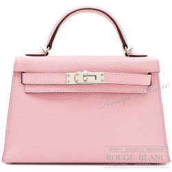 エルメス　ケリーミニ 2/ミニケリー 2　ローズサクラ　シェーヴル　シルバー金具　外縫い　【新品同様】HERMES Mini Kelly 2 Rose sakura Chevre Silver Buckle 【USED】