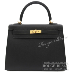 エルメス ケリー25 外縫い 黒 ブラック エプソン ゴールド金具 【新品