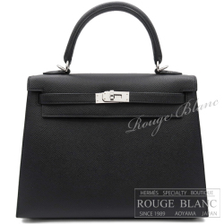 エルメス　ケリー25　外縫い　黒　ブラック　エプソン　シルバー金具　【新品】 HERMES Kelly25 Black Epsom Silver Buckle 【NEW】