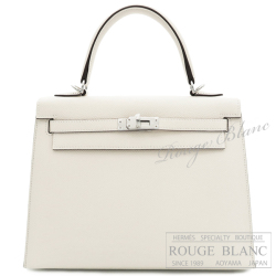 エルメス　ケリー25　外縫い　クレ　エプソン　シルバー金具　【新品】 HERMES Kelly25 Craie Epsom Silver Buckle 【NEW】