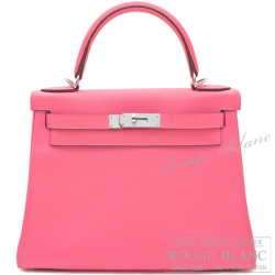 エルメス　ケリー28　ローズアザレ　ヴォーエバーカラー　シルバー金具　内縫い 【新品同様】 HERMES Kelly28 Rose azalee Veau evercolor Silver Buckle 【USED】
