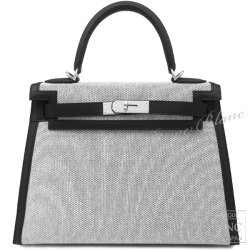 エルメス　ケリー28　外縫い　ブラック　トワルアッシュ×スイフト　シルバー金具　【新品】 HERMES Kelly28 Black Toile H×Swift Silver Buckle 【NEW】