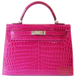 エルメス ケリー32 ローズシェヘラザード ニロティカス S金具 【新品】HERMES Kelly32 Rose Scheherazade Crocodile Niloticus【NEW】