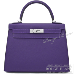 エルメス　ケリー28　外縫い　パープル　エプソン　シルバー金具　【新品】 HERMES Kelly28 Purple Epsom Silver Buckle 【NEW】