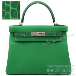 エルメス　ケリータッチ28　内縫い　バンブー　クロコダイル　ニロティカスリセ×トゴ　シルバー金具【新品】 HERMES Kelly Touch 28 Bambou Crocodile Niloticus Lisse×Togo Silver Buckle【NEW】