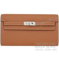 エルメス　ケリーウォレット ロング トゥーゴー　ゴールド　ヴォーエバーカラー　シルバー金具　【新品】　HERMES Kelly Wallet Long To Go Gold Veau Evercolor Silver Buckle 【NEW】