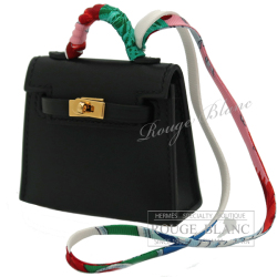 エルメス　ケリーツイリー　黒　ブラック　タデラクト　ゴールド金具　バッグチャーム　【新品】　HERMES Kellytwilly Black　 Veau Tadelakt　Gold Buckle 【NEW】
