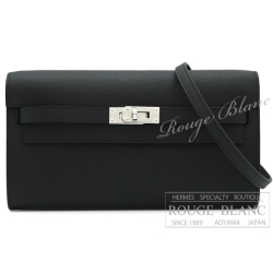 エルメス　ケリーウォレットロング　トゥーゴー　黒　ブラック　エプソン　シルバー金具　【新品】　HERMES Kelly Wallet Long To Go Black Epsom Silver Buckle【NEW】