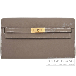 エルメス　ケリーウォレット ロング トゥーゴー　エトゥープ　エプソン　ゴールド金具　【新品】　HERMES Kelly Wallet Long To Go Etoupe Epsom Gold Buckle 【NEW】