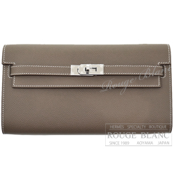 エルメス　ケリーウォレット ロング トゥーゴー　エトゥープ　エプソン　シルバー金具　【新品】　HERMES Kelly Wallet Long To Go Etoupe Epsom Silver Buckle 【NEW】