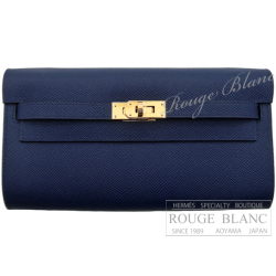 エルメス　ケリーウォレット ロング トゥーゴー　ネイビー　エプソン　ゴールド金具　【新品】　HERMES Kelly Wallet Long To Go Navy Epsom Gold Buckle 【NEW】