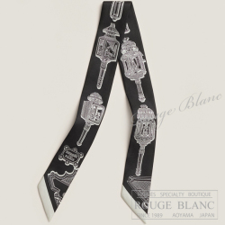 エルメス　ツイリースカーフ　"メルヴェイユーズ・ランタン"　ノワール×ブラン　【新品】 HERMES Twilly Scarf  "Merveilleuses Lanternes" Noir×Blanc 【NEW】