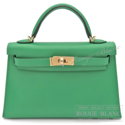 エルメス　ケリーミニ 2/ミニケリー 2　バンブー　シェーヴル　シャムキラ　ゴールド金具  外縫い　【新品】　HERMES Mini Kelly 2　Bambou Chevre Chamkila Gold Buckle 【NEW】