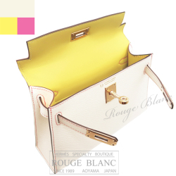 エルメス　ケリーミニ 2/ミニケリー 2　スペシャルオーダー　ナタ×ライム　ピンクステッチ　エプソン　ゴールド金具  外縫い【新品】HERMES Mini Kelly 2 Special Order Nata×Lime Pink stitch Epsom Gold Buckle 【NEW】