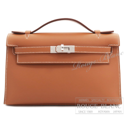 エルメス　ポシェットケリー/ミニケリー　ゴールド　スイフト　シルバー金具　【新品】 HERMES Pochette Kelly/Mini Kelly Gold Swift Silver Buckle 【NEW】