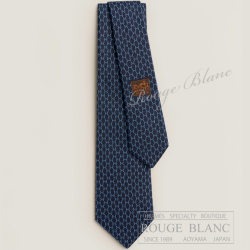 エルメス　ネクタイ　”ダンシングH”　マリン×アズール　シルク 【新品】HERMES Tie ”Dancing H” Marine×Azur 【NEW】