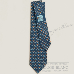 エルメス　ネクタイ　”Hシュヴァル”　マリン×シエル×オレンジ　シルク 【新品】HERMES Tie ”H Cheval” Marine×Ciel×Orange 【NEW】